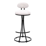 Round Print Bar Stools Set of 2 Black Metal Upholstered Chairs for Kitchen Island & Dining Rooms W1757P268901
