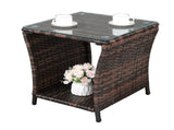 Glass Surface Brown Gradient Iron Frame Rattan Side Table 57975527