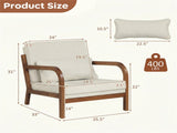 Comfy Armchair with Removable Cushions & Lumbar Pillow, Ergonomic Accent Chair Support 400 lbs-White 10140023