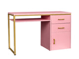 pink particle board iron pipe 97*35*78cm 2 drawers and 1 door computer desk can be used in multiple 37906813