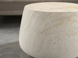 Light Travertine Finish Magnesium Oxide Tapered Side Table 14.57" Top Diameter Round End Table W5351P456856
