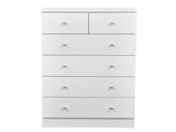 25.98"*15.75"*43.7" 5-Tier 6-Drawer Cabinet Drawer Dresser with Gold Handles White 88303918