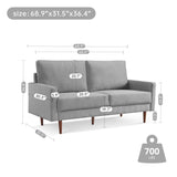 ZUN 69” Modern Decor Upholstered Sofa Furniture, Wide Velvet Fabric Loveseat Couch, Solid Wooden Frame B082111400