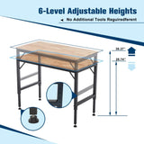 48" Heavy-Duty Adjustable Workbench for Garage, Rubber Wood Shop Table W/Rubber Pads, Hardwood W1422P218517