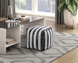 Modern Pouf Black and White Striped Fabric Upholstered Ottoman, Non-Slip Floor Pouf, Bean Bag Chair, B011P251659