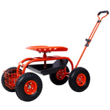 Garden Cart Rolling Scooter, Adjustable Height Heavy Duty Scooter, Rolling Garden Cart with 4 Wheels W227P207223
