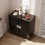 Modern Eye Pattern Accent Cabinet - 2-Door Wooden Storage Cabinet with Adjustable Shelves & T3833P366564