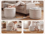 7.7 Gallon Round Storage Ottoman Foot Rest with Acacia Wood Frame, 400LBS Load Capacity Footstool 92858250