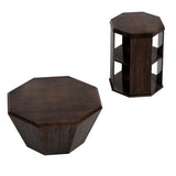 31.5 "Octagonal Black Walnut Rubber wood Set of Two Coffee Table, Coffee Table, Living Room W757P203140
