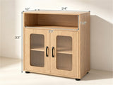 Natural Modern Engineered Wood Bathroom with Open Compartment, Anti-Toppling Tall Storage 43957828