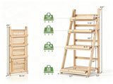 4-Tier Ladder Plant Stand, Foldable Premium Fir Wood Flower Pot Rack, A-Shaped Reinforced Display 15083700