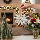 6PCS Set 6.1" Christmas Tree Decorations Snowflake Hanging Ornaments Holiday Party Supplies, Rustic 12994101