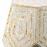 18x18x21" Hexagonal Capes Capiz Stool, Cream/Yellow W2078P326492