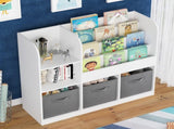 Kids Bookcase and Bookshelf, Multifunctional Bookcase with 3 Collapsible Fabric Drawers, Bookcase 45889754