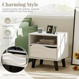White bedside table with drawers and open shelves 43820483