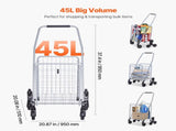 45L Stair Climbing Grocery Cart with 360&deg Swivel Wheels, Foldable and Lightweight Utility Cart 43773425