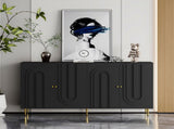 Modern Black Lacquered 4 Door Wooden Cabinet Sideboard Buffet Server Cabinet Storage Cabinet, for W1435P228914