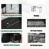47.3"office desk with power outlet,3 drawers,Large Side Pocket, Desk Easy to Assemble,Frame W2887P239987