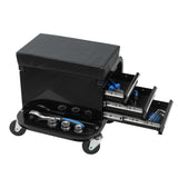 Rolling Creeper Garage/Shop Seat with Three Built-in Drawers, Rolling Tool Chest,Black W2660P276698