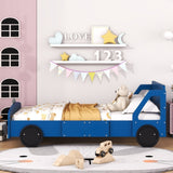 Full Size Car-Shaped Platform Bed with Wheels,Blue WF311753AAC