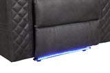 LED & Power Reclining Sofa Made With Faux Leather in Black 659436482487