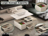 Modern Lift-Up Coffee Table with 4 Stools Set for Living Room Expandable 1 Hidden Storage 2 65601144