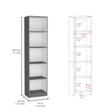 ZUN Home Xs Bookcase with 5-Tier Shelves and Slim Design -Matt Gray / White -Office B070137836