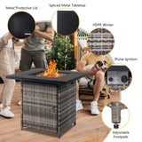 ZUN 28-Inch Fire Table,50000 BTU Gas Firepit with Volcanic Stone Black 53574282