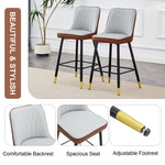 ZUN Modern Two-Tone PU Bar Stool - Brown Light Gray spliced chairs With Gold Decorated Legs.Brown W1151P211976