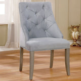 ZUN Set of 2 Flannelette Upholstered Dining Side Chair in Silver and Light Gray B016P156209