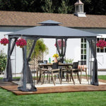 ZUN 10x10 Outdoor Patio Gazebo Canopy Tent With Ventilated Double Roof And Mosquito net 98489857