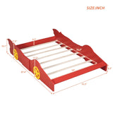 Full Size Race Car-Shaped Platform Bed with Wheels,Red WF298788AAJ