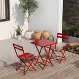 ZUN 3 Piece Patio Bistro Set of Foldable Square Table and Chairs, Red W1586P143186