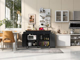 K&K 53.5''Farmhouse Kitchen Island with Power Outlet, Kitchen Storage Island with Drop Leaf, Spice N707P170348B