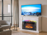 43" Shaker White Fireplace Media Console, Single Mantel with RGB Lights for 58783641