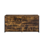 ZUN Rustic Oak and Black 6-Drawer Dresser B062P209035