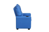 Perline 23"W Blue PVC Fabric Kids Recliner Chair with Cupholder B061P236760