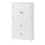 ZUN Bathroom Storage Cabinet, Cabinet with Two Doors and Drawers, Adjustable Shelf, MDF Board, White 98836434