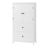 ZUN Bathroom Storage Cabinet, Cabinet with Two Doors and Drawers, Adjustable Shelf, MDF Board, White 98836434