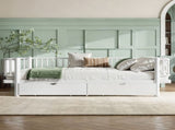 Queen Size Platform Bed with Storage Drawers, Metal Daybed Frame with Upgraded Safety Round-Pipe W5305P471354