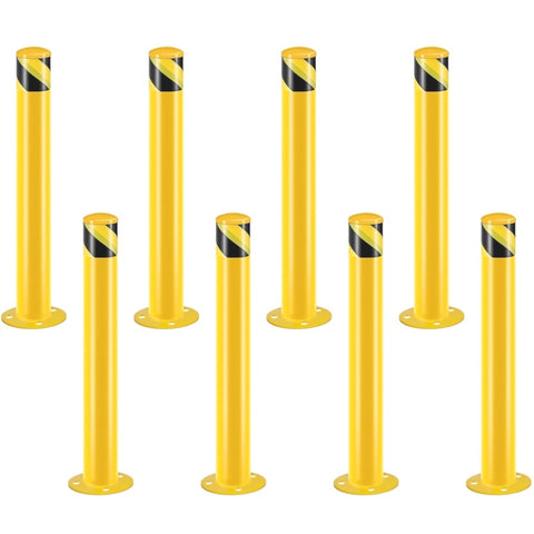 ZUN Safety Bollard Post, 36 Inch Height Steel Bollards, 3.5 Inch Diameter Parking Bollard, Yellow Powder 64941043