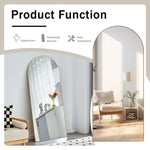 ZUN The 4th generation floor standing full-length rearview mirror. Metal framed arched wall mirror, W1151P147749