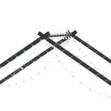 Twin size children's bed frame with LED light strips, roof-shaped iron frame bed, black,78.5" L x 49013984