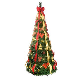 6FT Pop-Up Christmas Tree with 150 Warm White UL Lights Pre-Decorated with Red & Gold Ornaments, T3637P338571