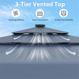 10 foot navy terrace umbrella with solar powered LED lights and multi-layered ventilated roof 25484929