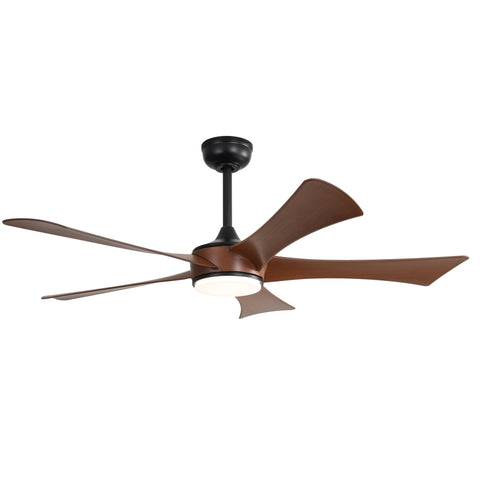 ZUN 52 Inch Ceiling Fan with 22W LED Light and Remote Control 5 ABS Blades for Bedroom W934P229930