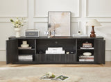 64-Inch Wavy TV Stand, Rounded Sideboard, Storage Cabinet, Wooden Vertical Stripe Cabinet for Living W1162P309020