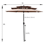 ZUN 9Ft 3-Tiers Outdoor Patio Umbrella with Crank and tilt and Wind Vents for Garden Deck Backyard Pool W656127029