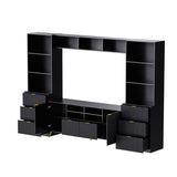 ZUN 4-Piece Entertainment Wall Unit with 13 shelves,8 Drawers and 2 Cabinets, Multifunctional TV Stand 52776988