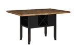 ZUN 1pc Farmhouse Counter Height Dining Rectangular Table w Storage Two Tone Black Brown Finish B011P208257